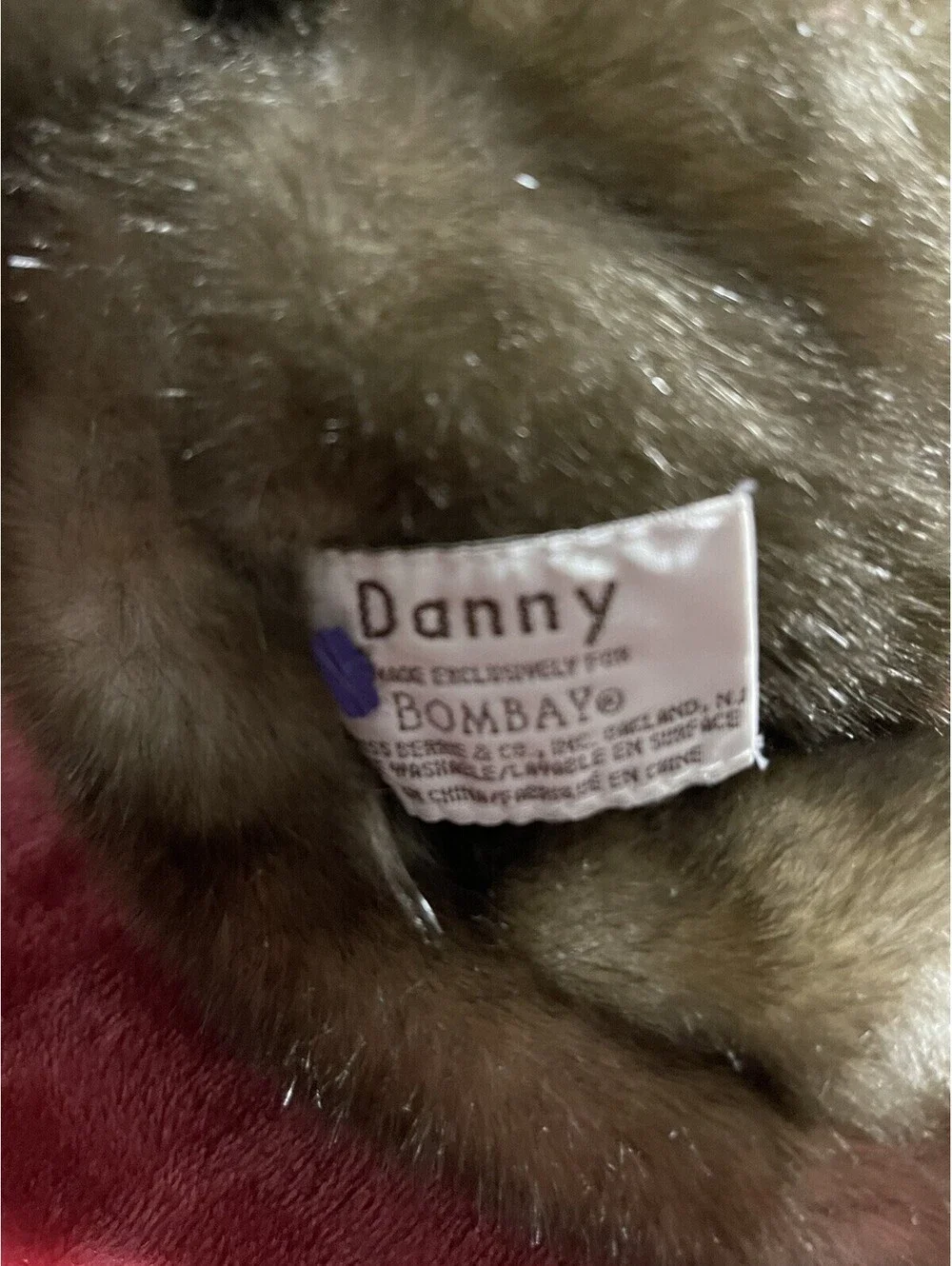 2003 O Danny Bear faux mink plush teddy St. Jude Hospital, Russ for Bombay Co.